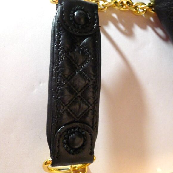 Vintage Y2K Juicy Couture Leather Pull Chain Crossbody Bag - Black/Gold - Picture 5 of 11
